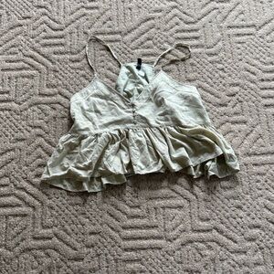 H&M Green Ruffle Crop Top